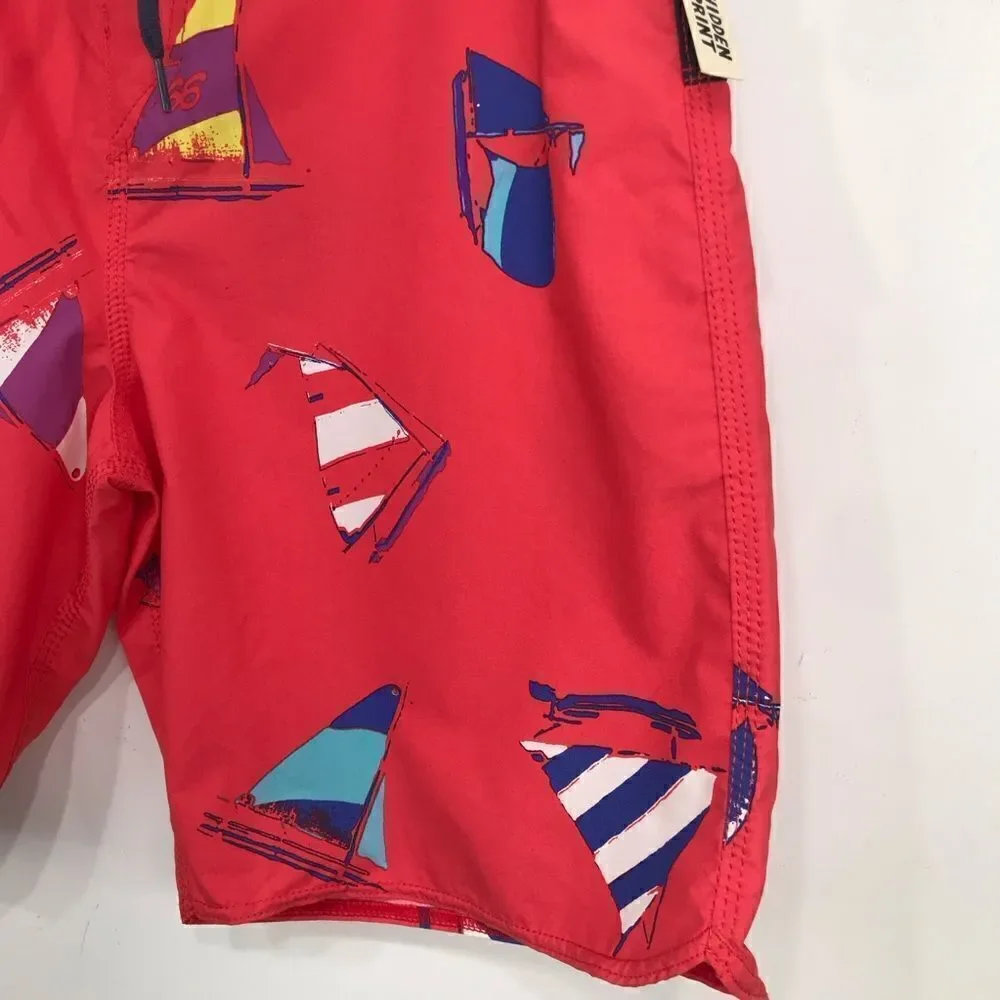 Vans The Era Classic Red Navy Blue Sailing Hidden Print Board Shorts NEW